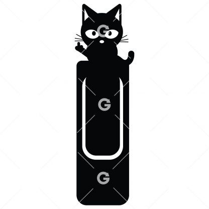 Bookmark template SVG design with a cat giving the middle finger.