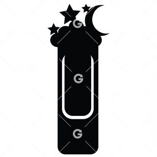 Bookmark template SVG design with a moon, stars and cloud.