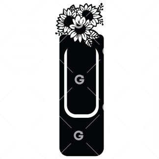 Bookmark template SVG design with three sunflowers.