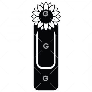 Bookmark template SVG design with a summer Sunflower.