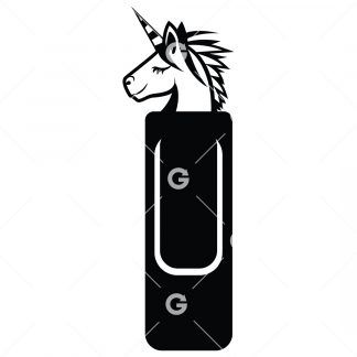Bookmark template SVG design with a magical unicorn.